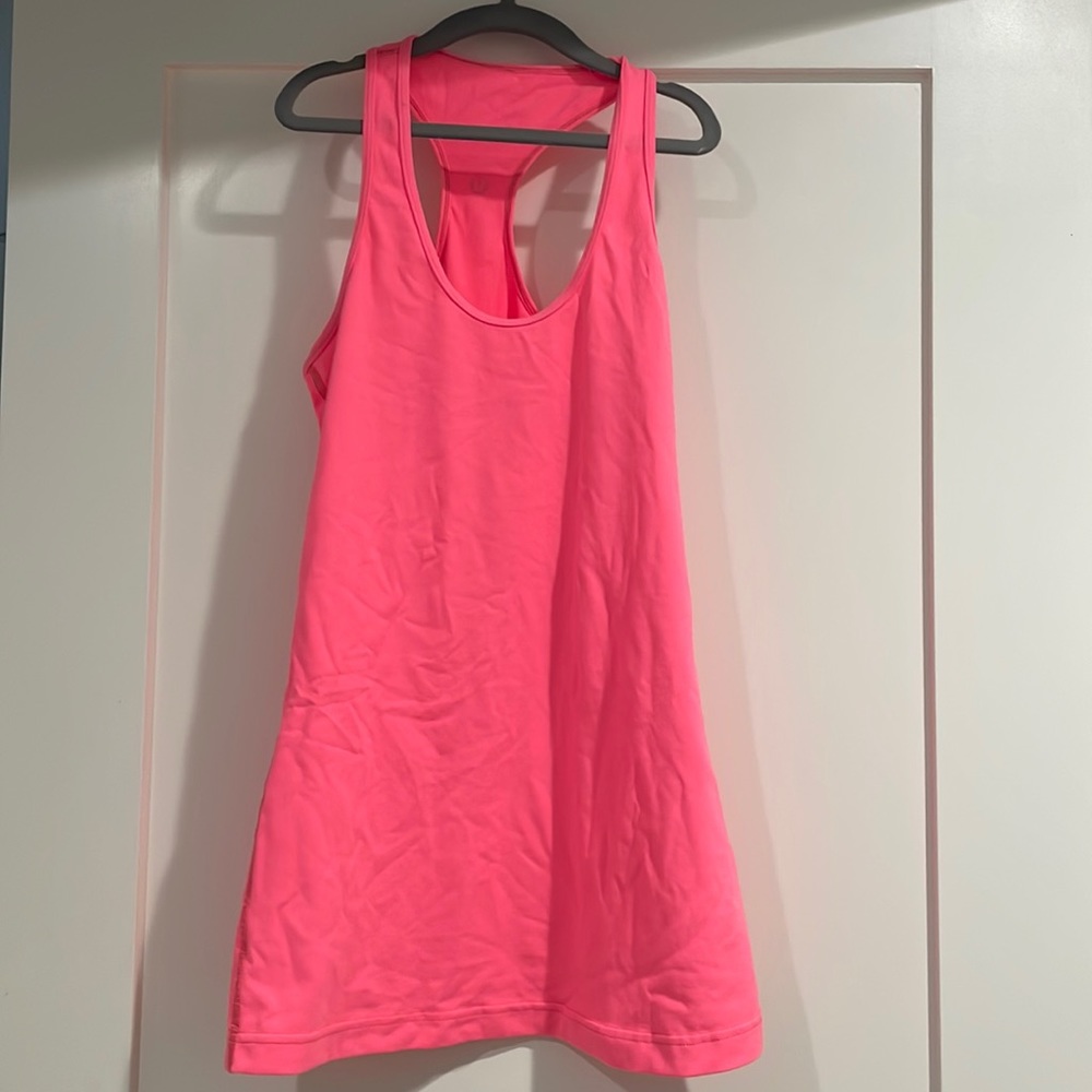 Neon coral raced back tank